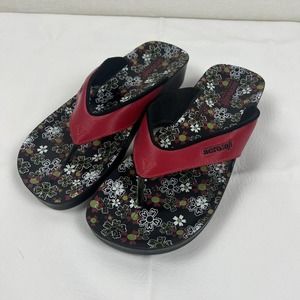 Aerosoft Shoes Womens Size 41 Thong Sandal Cushioned Insole Wedge Heel Red